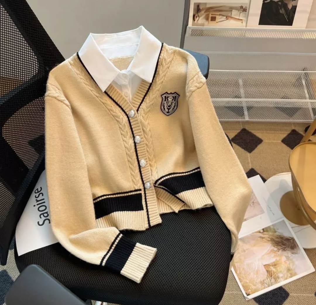 Cardigan estilo universitario